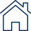 Blue house icon. Representing mortgages and lending.