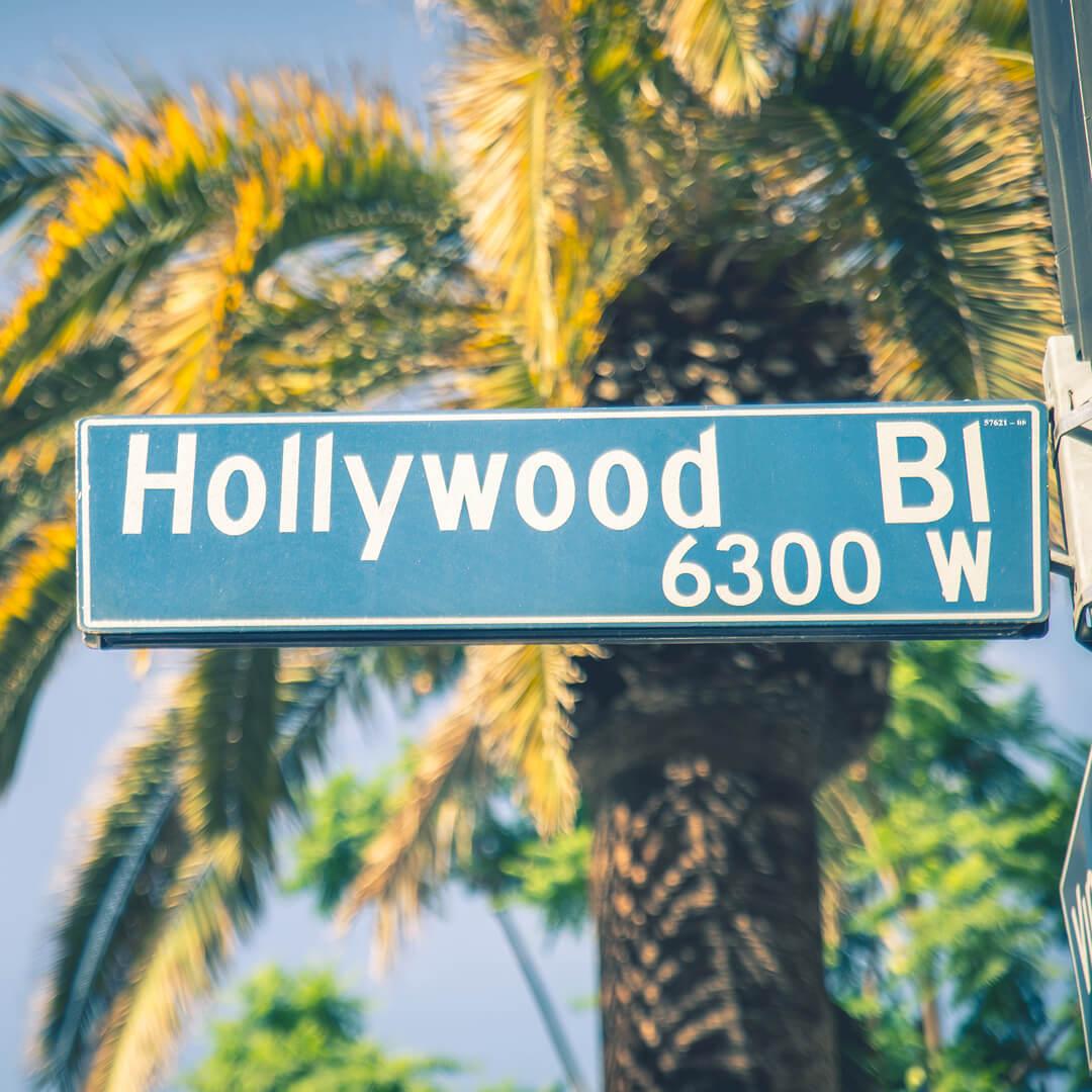 Hollywood Boulevard Street Sign - concept of celebrity scam