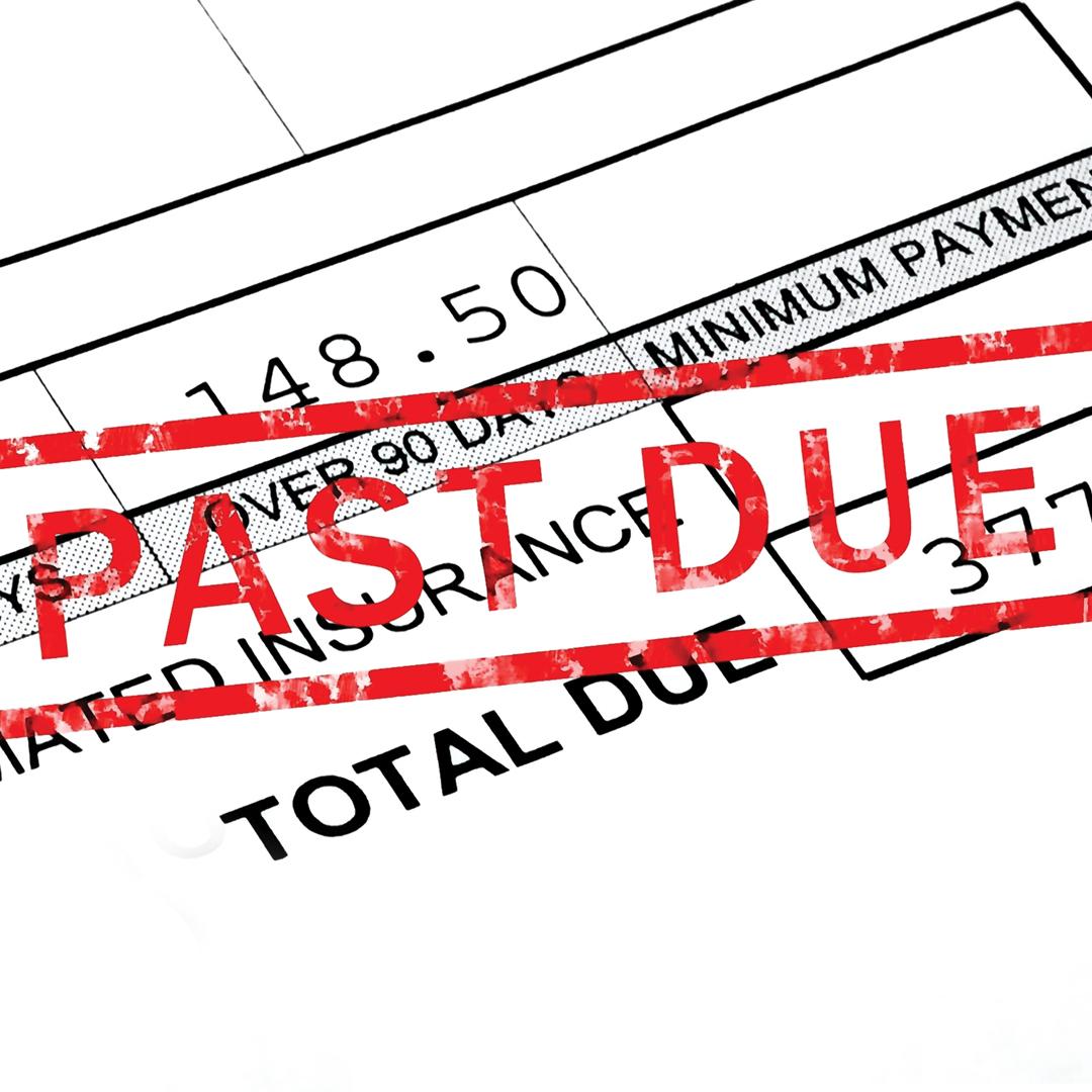 Invoice with "Past Due" in red stamped across it.