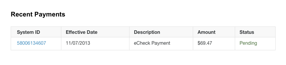Recurring Payment Details Screen