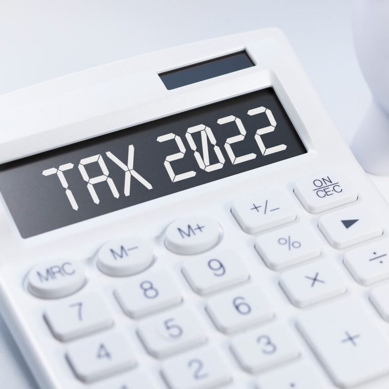 Calculator with Tax 2022 displayed in the window