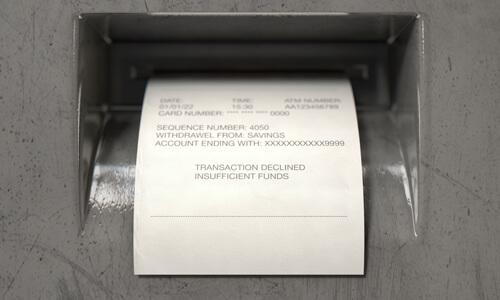 NSF Fees (or Insufficient funds) notice coming out of ATM machine