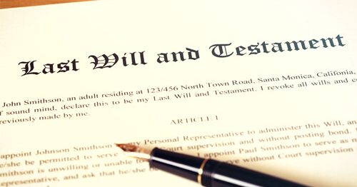 Closeup of a Last Will and Testament.