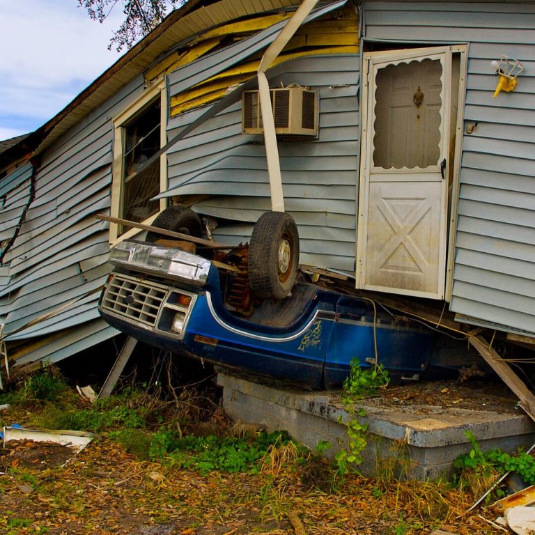 House devastated after hurricane.