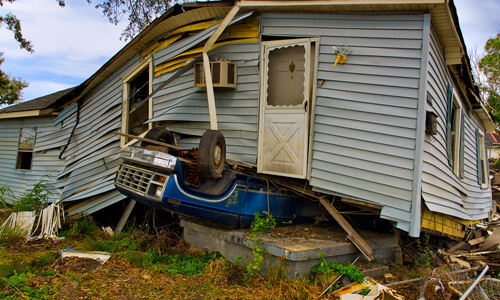 House devastated after hurricane.