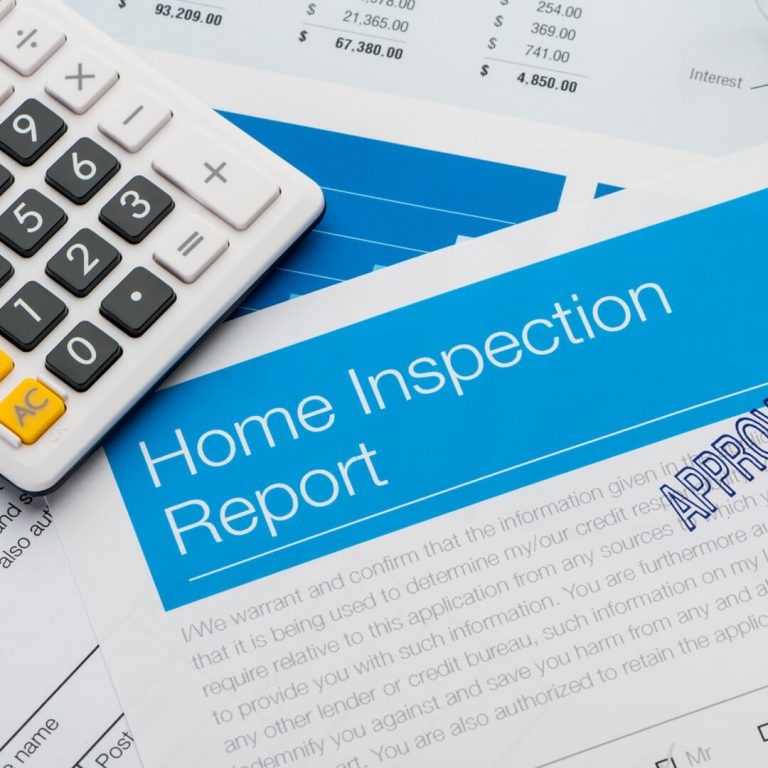 Imaged of Approved Home Inspection document, calculator.