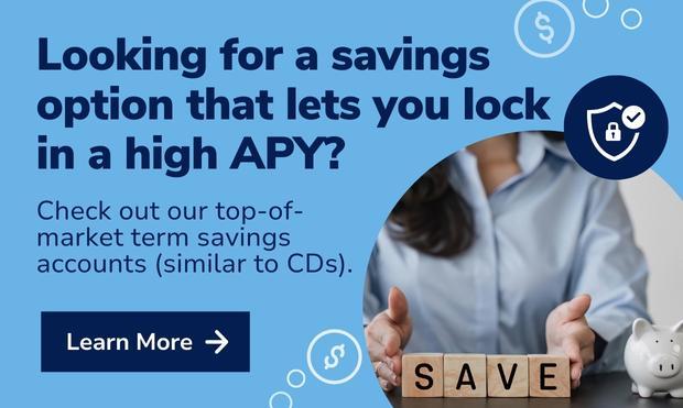Looking for a savings option that lets you lock in a high APY? Check out our top-of-market term savings accounts (similar to CDs).